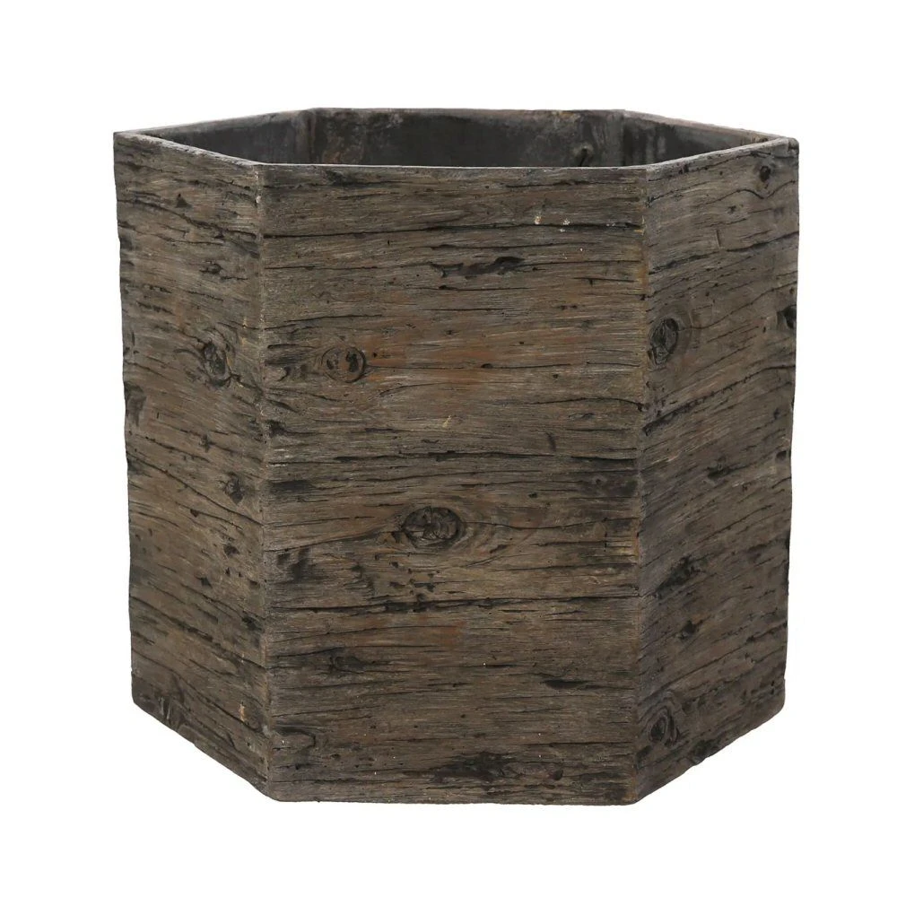 Woodlodge 34cm Driftwood Hexagon Resin Pot Woodlodge 34cm Driftwood Hexagon Resin Pot -Best Gardening Store 5021346440942
