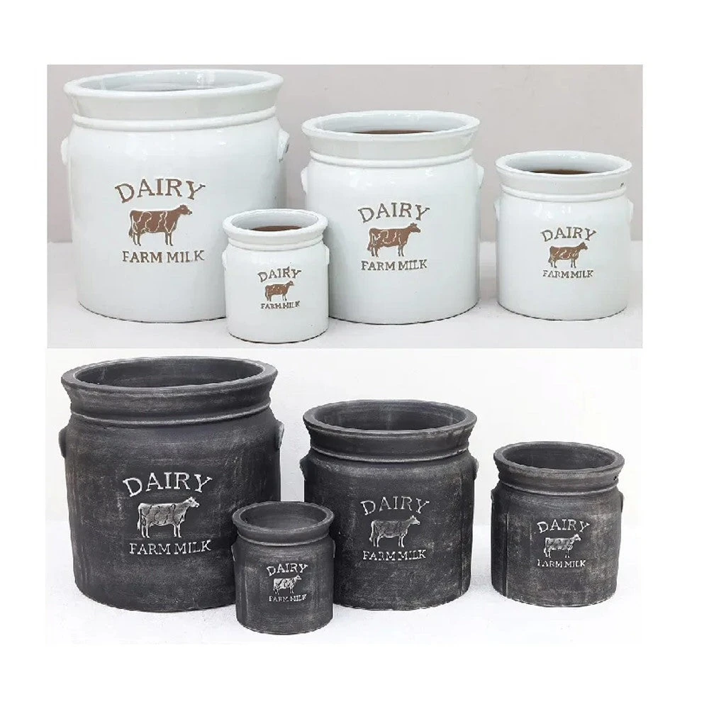 Woodlodge 23cm White Wash Dairy Milk Churn Pot Woodlodge 23cm White Wash Dairy Milk Churn Pot -Best Gardening Store 5021346525953
