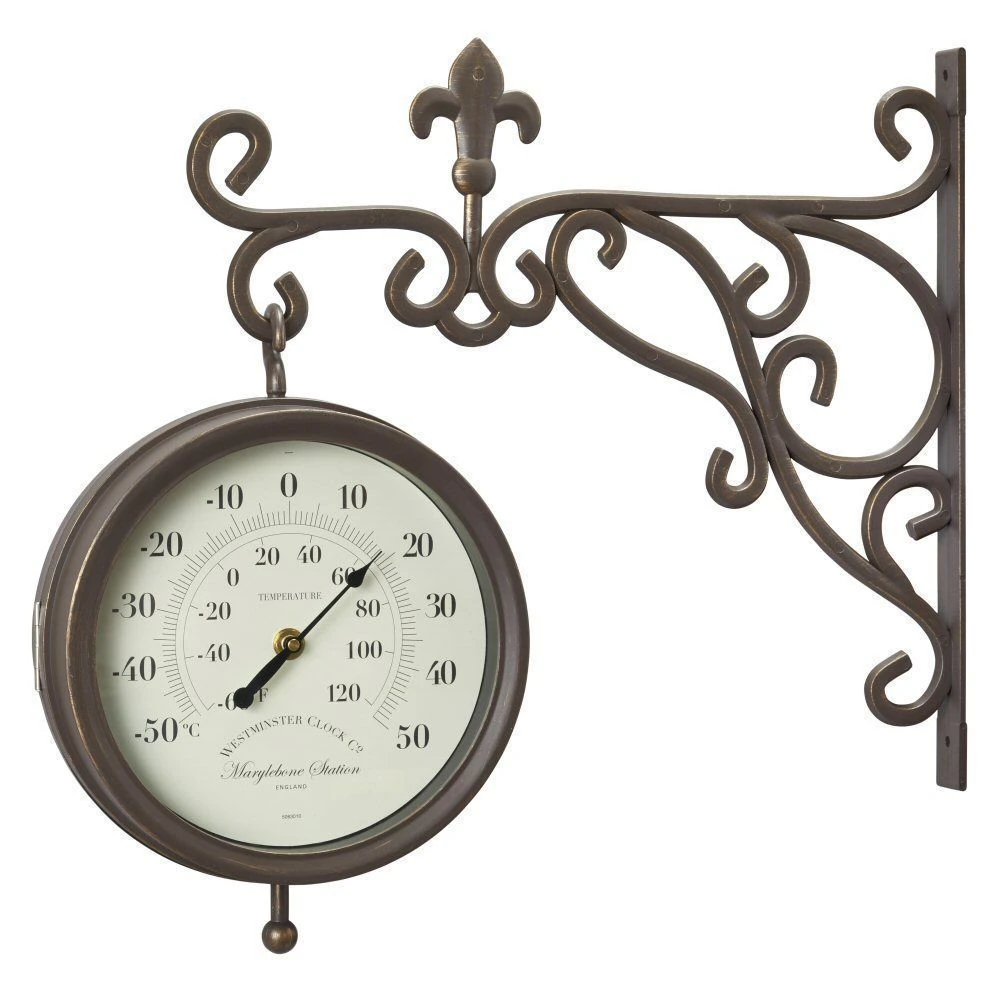Outside In 35cm Marylebone Double-Sided Station Clock & Thermometer Outside In 35cm Marylebone Double-Sided Station Clock & Thermometer -Best Gardening Store 5050642006309 2